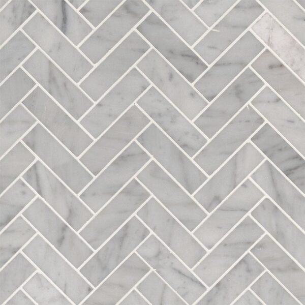 CARRARA WHITE 1X3 HERRINGBONE POLISHED